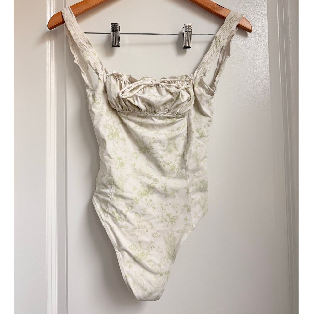 Frankies Biknis Fawn Ruffle One Piece Swimsuit XS Beach Summer Bella Hadid - Picture 3 of 7